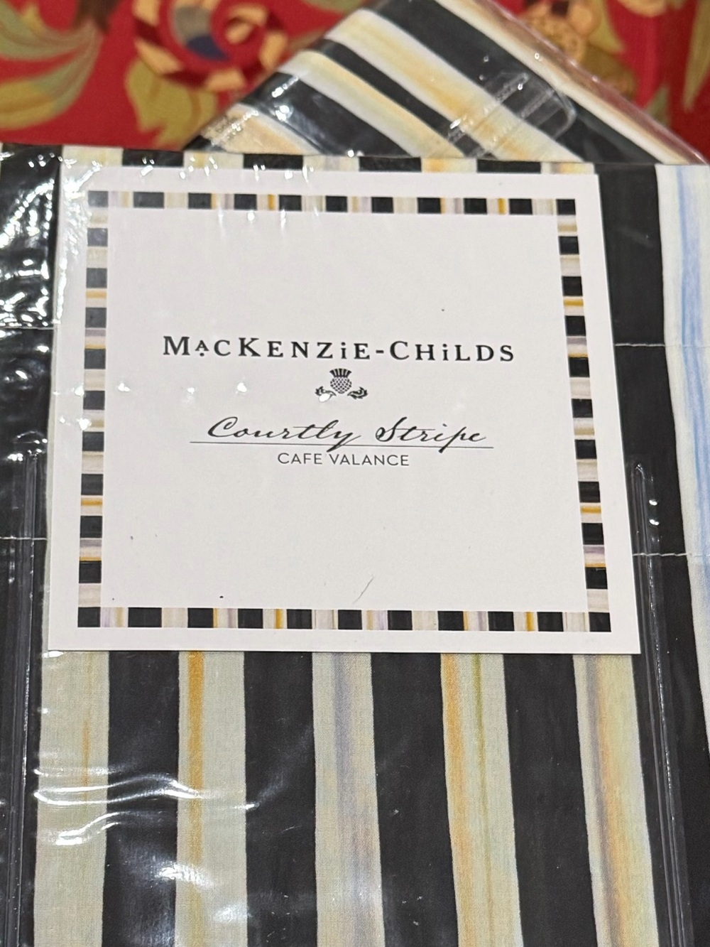 Mackenzie Childs Courtly Stripe Cafe Valance - Picture 2 of 3